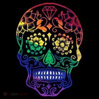 Rainbow Gay Pride Sugar Skull Toddler T-Shirt thumb 4