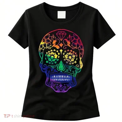 Rainbow Gay Pride Sugar Skull Women's T-Shirt