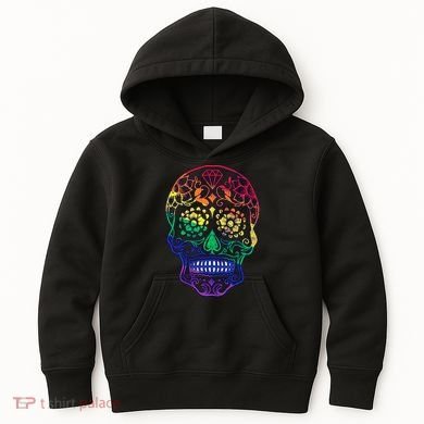 Rainbow Gay Pride Sugar Skull Kids Hoodie