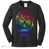 Rainbow Gay Pride Sugar Skull Kids Long Sleeve Shirt thumb 0