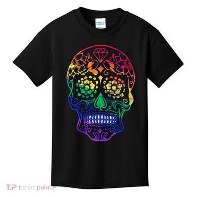 Rainbow Gay Pride Sugar Skull Kids T-Shirt