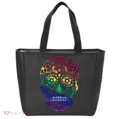 Rainbow Gay Pride Sugar Skull Tote Bag