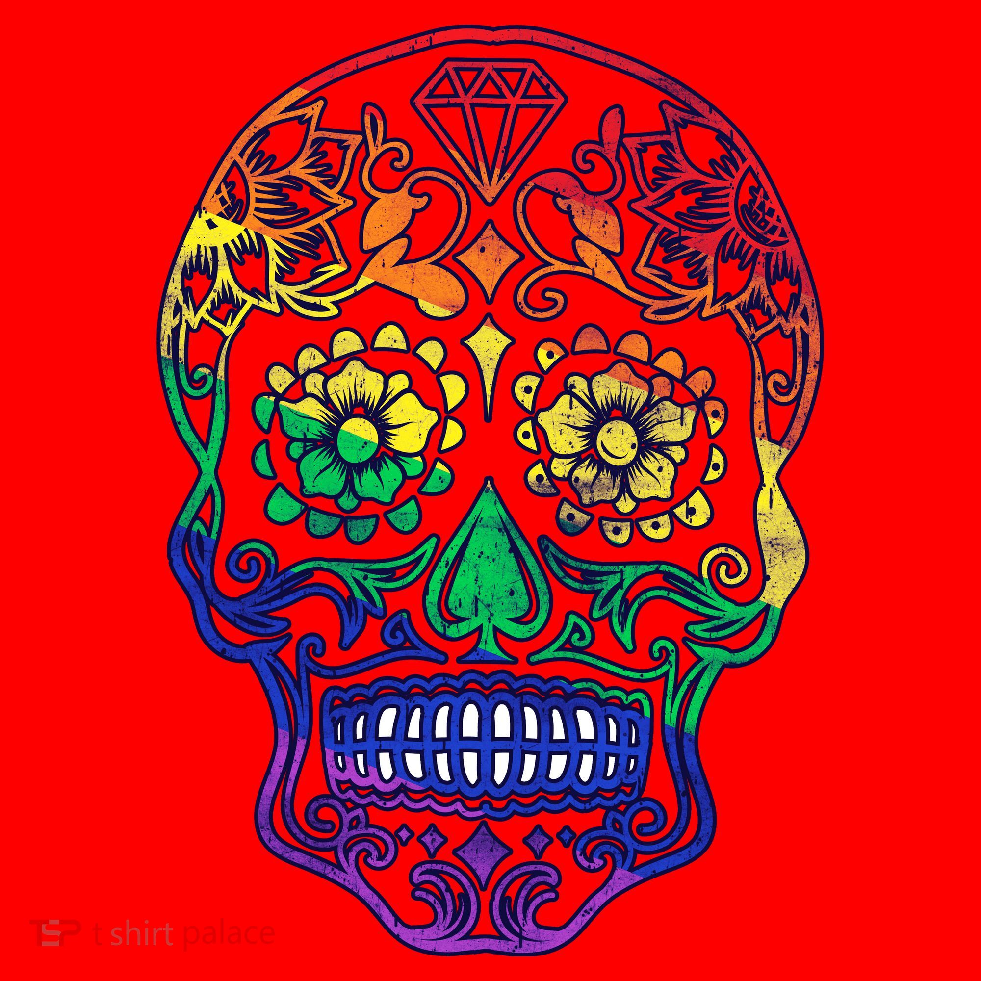 Rainbow Gay Pride Sugar Skull Santa Hat