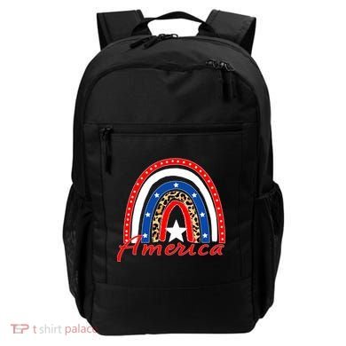 Rainbow Leopard American Flag 4th of July Backpack