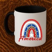 Rainbow Leopard American Flag 4th of July Coffee Mug thumb 2