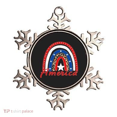 Rainbow Leopard American Flag 4th of July Ornament