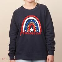 Rainbow Leopard American Flag 4th of July Women's Sweatshirt thumb 0