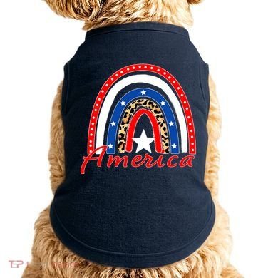 Rainbow Leopard American Flag 4th of July Doggie Tank