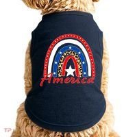 Rainbow Leopard American Flag 4th of July Doggie Tank thumb 0