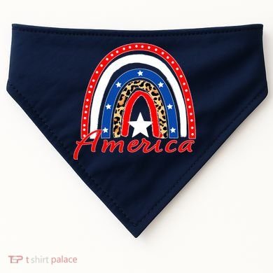 Rainbow Leopard American Flag 4th of July USA-Made Doggie Bandana