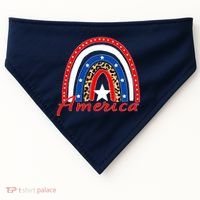 Rainbow Leopard American Flag 4th of July USA-Made Doggie Bandana thumb 0