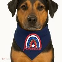 Rainbow Leopard American Flag 4th of July USA-Made Doggie Bandana thumb 1