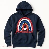 Rainbow Leopard American Flag 4th of July Hoodie thumb 0