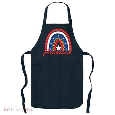 Rainbow Leopard American Flag 4th of July Apron