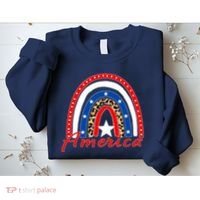 Rainbow Leopard American Flag 4th of July Sweatshirt thumb 2