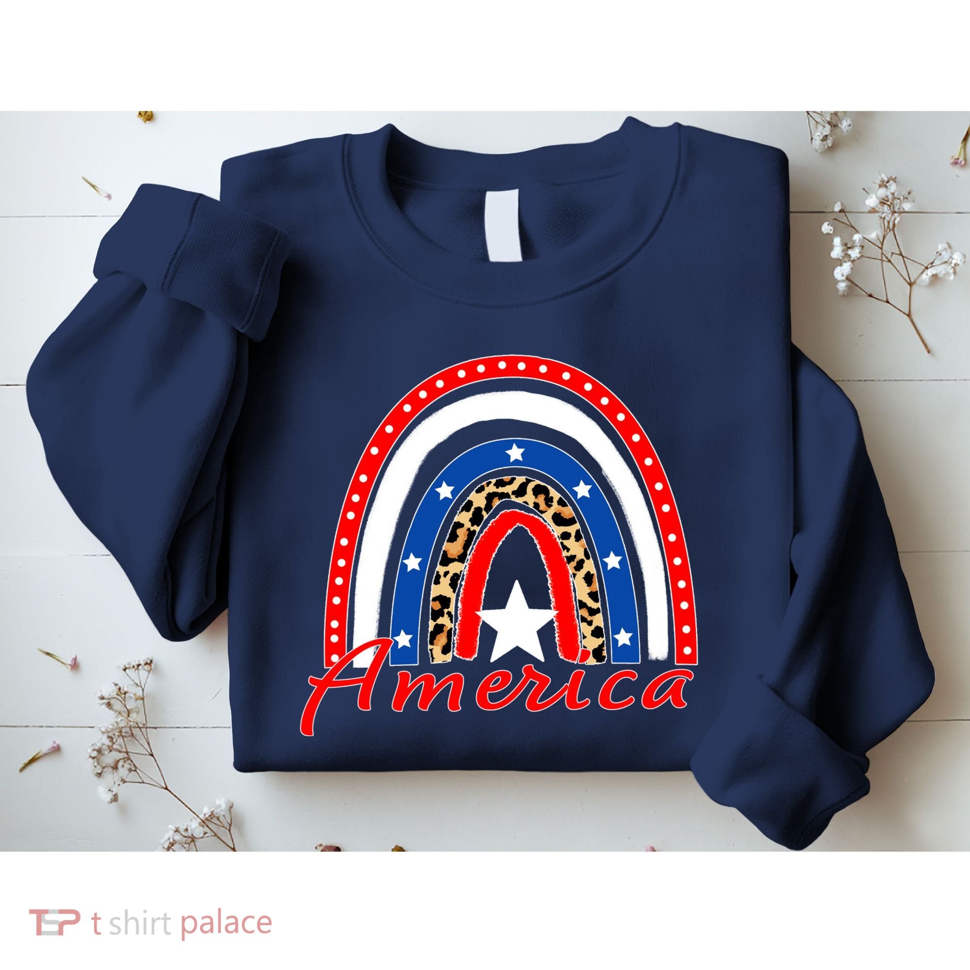 Rainbow Leopard American Flag 4th of July Sweatshirt