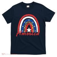 Rainbow Leopard American Flag 4th of July T-Shirt thumb 0