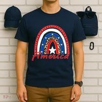 Rainbow Leopard American Flag 4th of July T-Shirt thumb 6