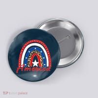 Rainbow Leopard American Flag 4th of July Button thumb 0