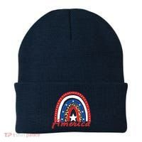 Rainbow Leopard American Flag 4th of July Beanie thumb 0