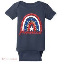 Rainbow Leopard American Flag 4th of July Baby Bodysuit thumb 0