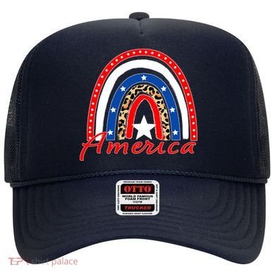 Rainbow Leopard American Flag 4th of July Hat