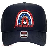 Rainbow Leopard American Flag 4th of July Hat thumb 0