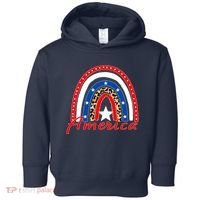 Rainbow Leopard American Flag 4th of July Toddler Hoodie thumb 0