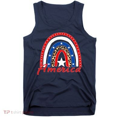 Rainbow Leopard American Flag 4th of July Tank Top