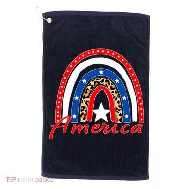 Rainbow Leopard American Flag 4th of July Golf Towel
