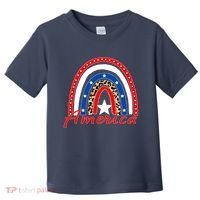 Rainbow Leopard American Flag 4th of July Toddler T-Shirt thumb 0