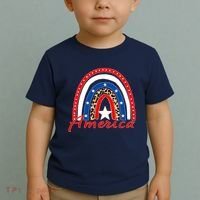 Rainbow Leopard American Flag 4th of July Toddler T-Shirt thumb 2