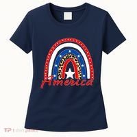 Rainbow Leopard American Flag 4th of July Women's T-Shirt thumb 0