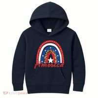 Rainbow Leopard American Flag 4th of July Kids Hoodie thumb 0