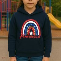Rainbow Leopard American Flag 4th of July Kids Hoodie thumb 3