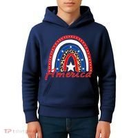 Rainbow Leopard American Flag 4th of July Kids Hoodie thumb 4