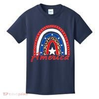 Rainbow Leopard American Flag 4th of July Kids T-Shirt thumb 0