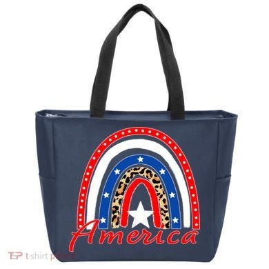 Rainbow Leopard American Flag 4th of July Tote Bag