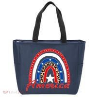 Rainbow Leopard American Flag 4th of July Tote Bag thumb 0