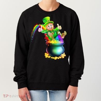 Rainbow Leprechaun Sliding Into A Pot Of  Gold Women's Sweatshirt