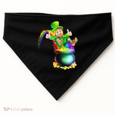 Rainbow Leprechaun Sliding Into A Pot Of  Gold USA-Made Doggie Bandana