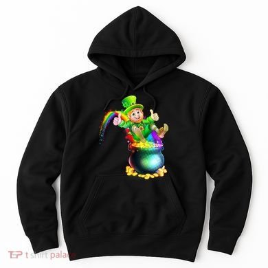 Rainbow Leprechaun Sliding Into A Pot Of  Gold Hoodie