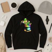 Rainbow Leprechaun Sliding Into A Pot Of  Gold Hoodie thumb 3