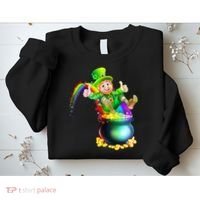 Rainbow Leprechaun Sliding Into A Pot Of  Gold Sweatshirt thumb 2