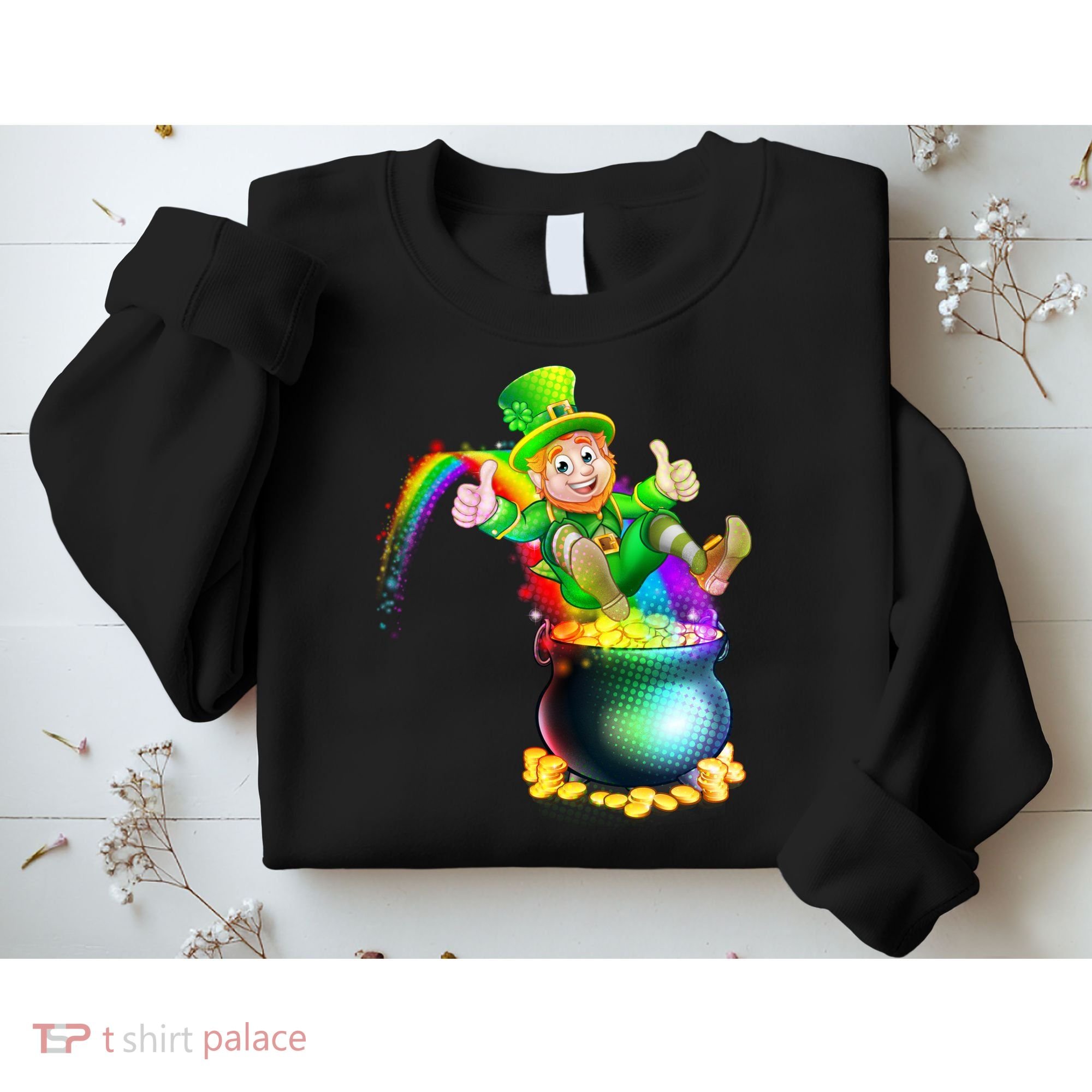 Rainbow Leprechaun Sliding Into A Pot Of  Gold Sweatshirt
