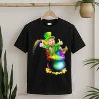 Rainbow Leprechaun Sliding Into A Pot Of  Gold T-Shirt thumb 2