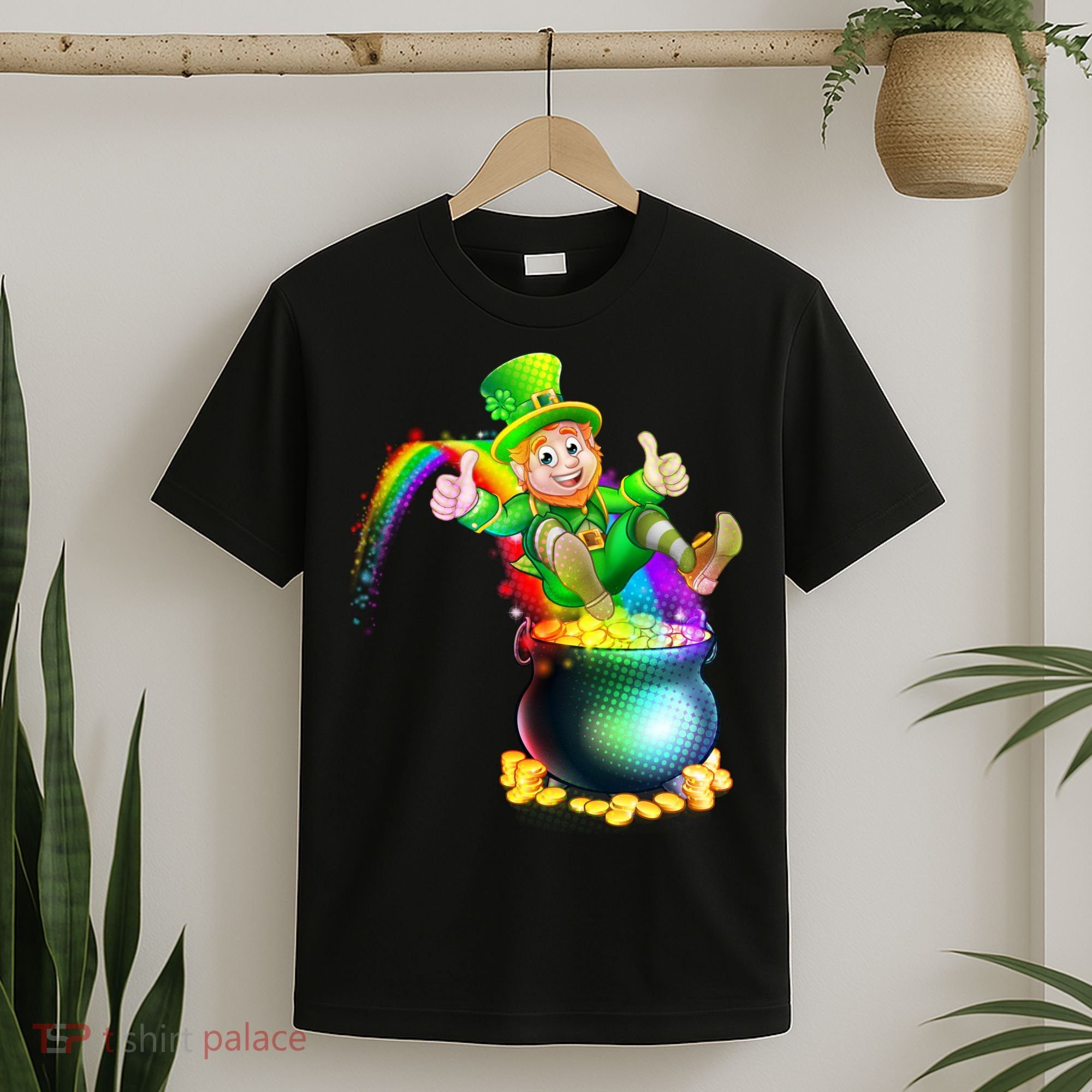 Rainbow Leprechaun Sliding Into A Pot Of  Gold T-Shirt