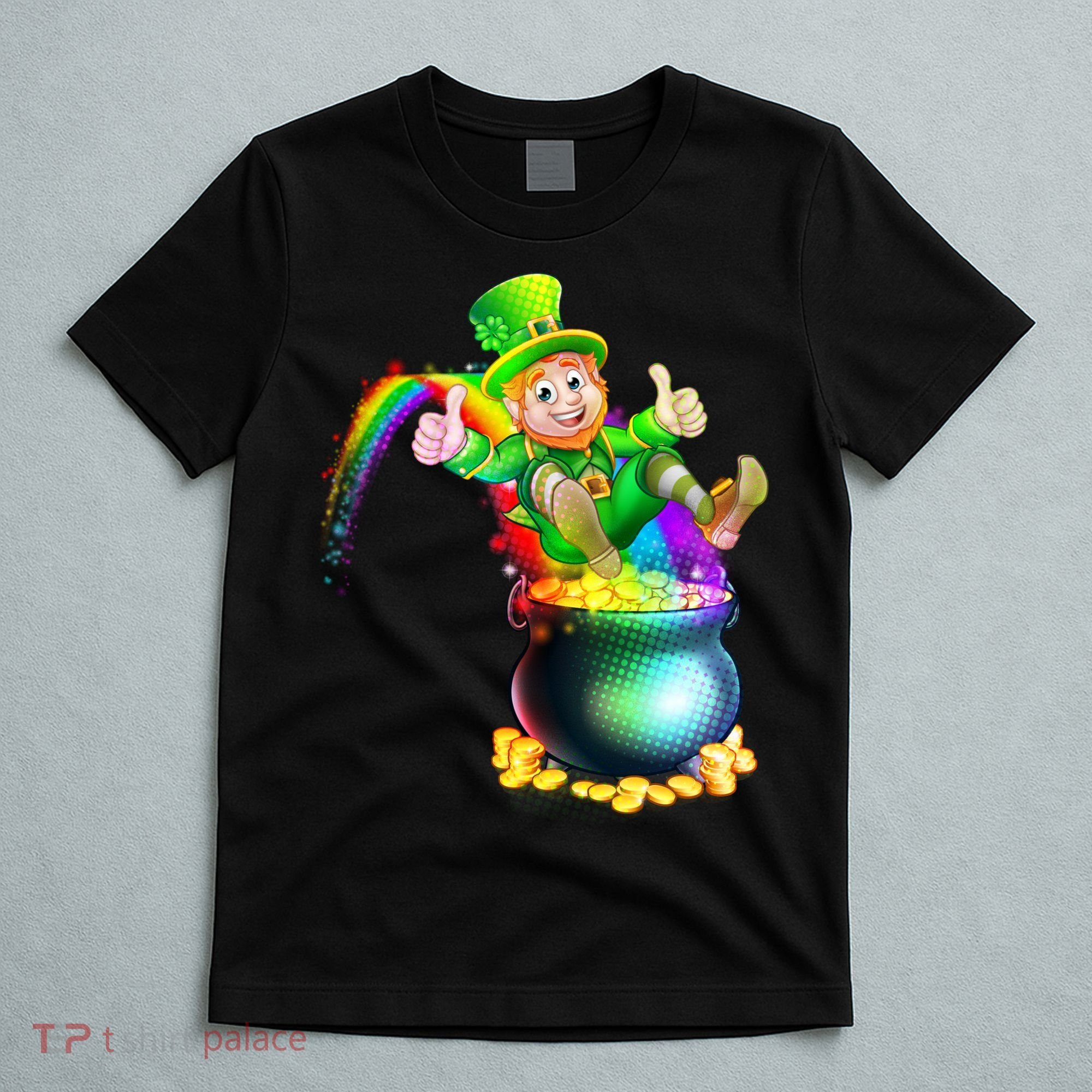 Rainbow Leprechaun Sliding Into A Pot Of  Gold T-Shirt