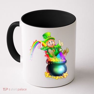 Rainbow Leprechaun Sliding Into A Pot Of  Gold Coffee Mug