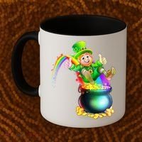 Rainbow Leprechaun Sliding Into A Pot Of  Gold Coffee Mug thumb 2